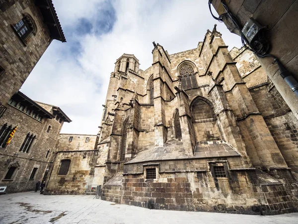 Blick Auf Die Rückseite Der Kathedrale Von Barcelona — Stockfoto