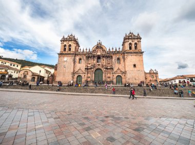 Cusco, Peru - 2 Ocak 2017. Cusco Plaza de Armas Cusco Katedrali