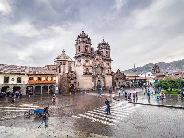 Cusco Perú Enero 2017 Vista Iglesia Compañía Jesús Plaza Armas — Foto de Stock