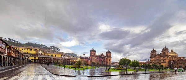 Día Lluvioso Plaza Armas Cusco Perú — Foto de Stock