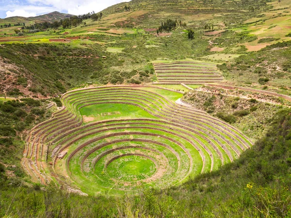 Vistas Del Sitio Arqueológico Moray Perú Cerca Cuzco Pueblo Maras — Foto de Stock