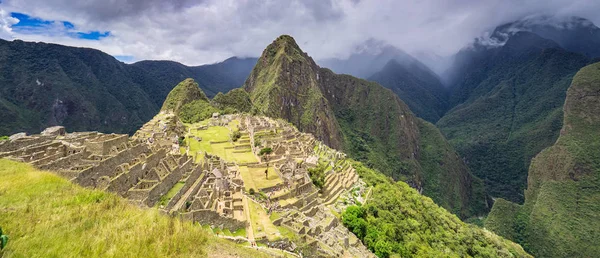 Panorama Della Cittadella Machu Picchu Della Montagna Huayna Picchu — Foto Stock