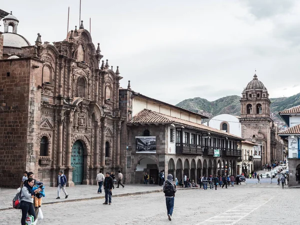 Cusco Perú Enero 2017 Vista Lateral Plaza Armas Cusco Con — Foto de Stock