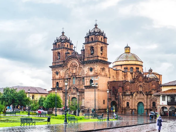 Widok Kościół Jezuitów Plaza Armas Cuzco Zdjęcia Stockowe bez tantiem