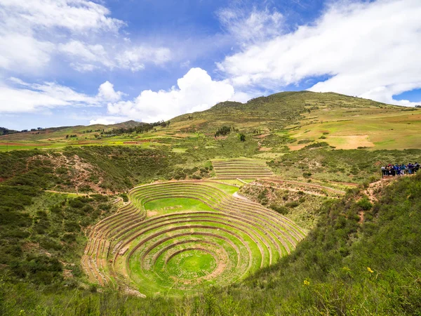 Vistas Del Sitio Arqueológico Moray Perú Cerca Cuzco Pueblo Maras Imagen De Stock