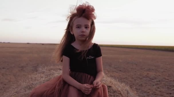 畑を見てる少女 — ストック動画