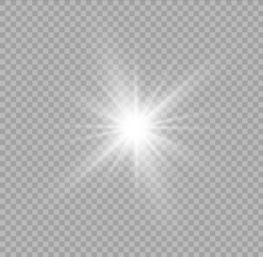 Beyaz kıvılcımlar özel ışık efekti. Şeffaf arkaplanda vektör ışıltısı. Noel soyut kalıbı. Parıldayan sihirli toz parçacıkları.