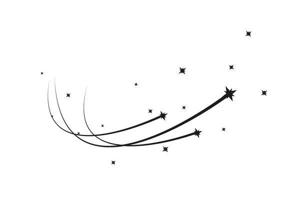 抽象的な流れ星ベクトル - 黒白い背景にエレガントなスター トレイルとシューティング スター - 流星、彗星、小惑星 — ストックベクタ