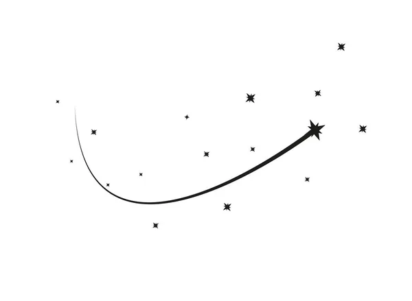 Αφηρημένη αστέρι που πέφτει διάνυσμα - μαύρο Shooting Star με κομψό Star Trail σε άσπρο φόντο - μετεωριτών, κομητών, αστεροειδών — Διανυσματικό Αρχείο