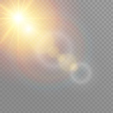 Vektör şeffaf güneş ışığı özel lens flare ışığı efekti. Noel soyut desen. Sihirli toz parçacıklarının köpüklü