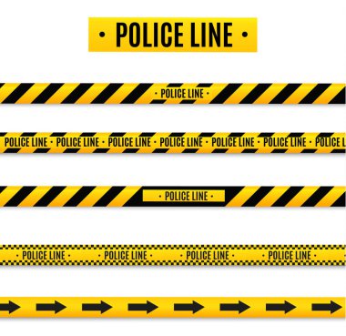 Police Isolated insulation line. Realistic warning tapes. Signs of danger. Vector illustration isolated on a cellular background. Yellow. clipart