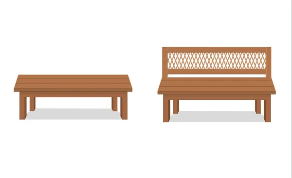 Benches isolated on white background.vector illustration.wooden construction. — Stock Vector