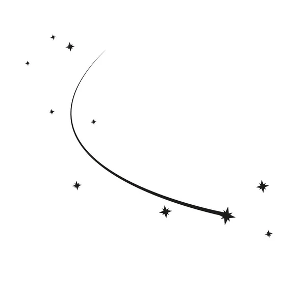 Abstract Falling Star Vector - Black Shooting Star with Elegant Star Trail on White Background - Meteoróide, Cometa, Asteróide — Vetor de Stock