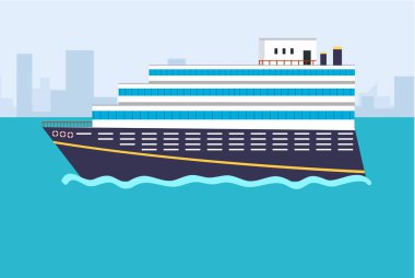 Deniz ya da okyanus cruise düz stil vektör kavramı.
