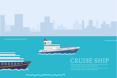 Deniz ya da okyanus cruise düz stil vektör kavramı.