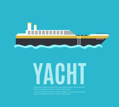 Deniz ya da okyanus cruise düz stil vektör kavramı.