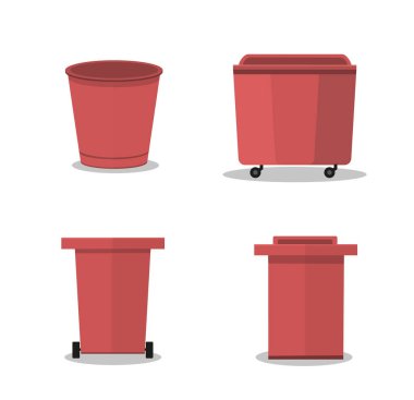Açık çöp container.vector illüstrasyon. kırmızı nesne. plastik atık konteyner.