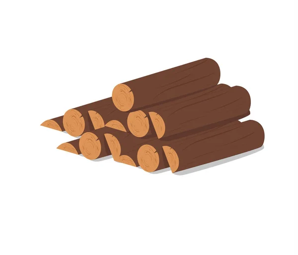 Troncos de madera. Corteza marrón de madera seca talada. Compra para la construcción. Ilustración vectorial. Un conjunto de correas de madera para madera, una ilustración de la industria de los materiales de madera. Tableros de madera — Vector de stock