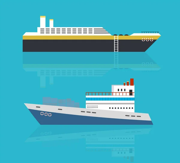 Concepto Vector Crucero Marítimo Oceánico Estilo Plano — Vector de stock