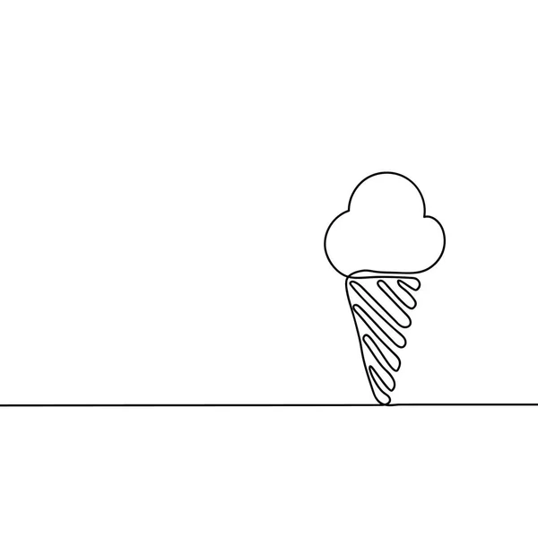 Мороженое черное. Непрерывный рисунок линии. Мбаппе оформил на черном фоне. Векторная иллюстрация . — стоковый вектор