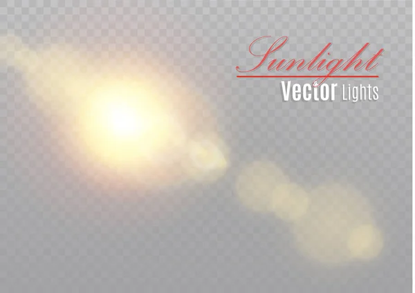 Efecto de luz de destello de lente especial de luz solar transparente vectorial. Patrón abstracto de Navidad. Espumosas partículas de polvo mágico — Vector de stock