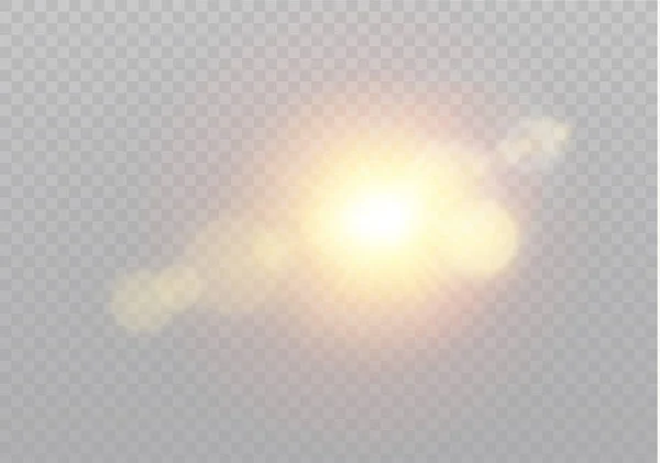 Vecteur de lumière solaire transparente effet de lumière torche lentille spéciale. Modèle abstrait de Noël. Particules de poussière magique étincelantes — Image vectorielle
