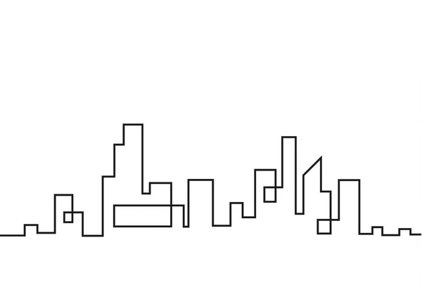 Silhouette de la ville dans un style plat. Paysage urbain moderne. Illustrations vectorielles. gratte-ciel de la ville bâtiment bureau horizon.Continuous ligne dessin . — Image vectorielle