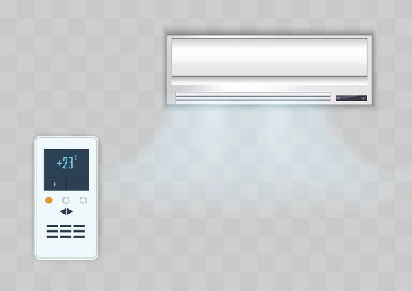 Bílé Kondicionér Průhledném Pozadí Izolovaný Obrázek Elektrické Zařízení Domě Vektorové — Stockový vektor