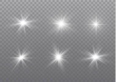 Beyaz kıvılcımlar özel ışık efekti. Şeffaf arkaplanda vektör ışıltısı. Noel soyut kalıbı. Parıldayan sihirli toz parçacıkları.