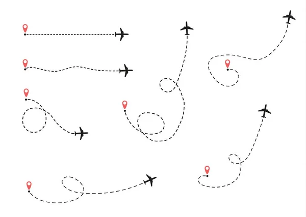 Avião está em uma linha pontilhada . — Vetor de Stock