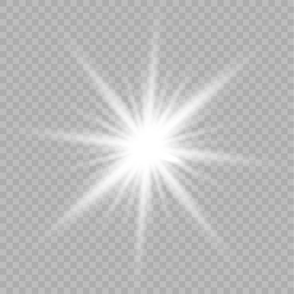 Záře Izolované Bílé Transparentní Světlo Efekt Set Objektiv Světlice Výbuch — Stockový vektor