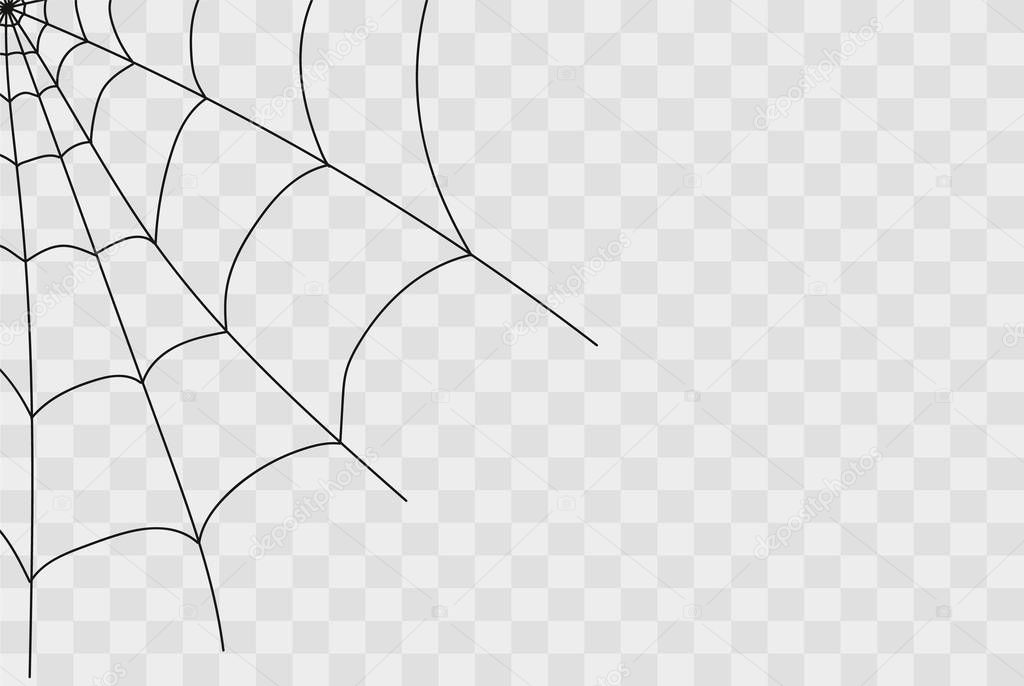 Cobweb isolated on white, transparent background. Cobweb elements, creepy, scary, horror halloween decor. Vector eps illustration Spider happy halloween party fun funny spooky logo