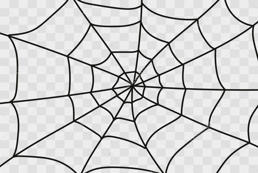 Cobweb isolated on white, transparent background. Cobweb elements, creepy, scary, horror halloween decor. Vector eps illustration Spider happy halloween party fun funny spooky logo