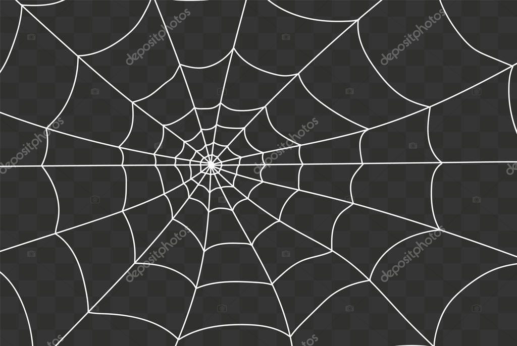 Cobweb isolated on white, transparent background. Cobweb elements, creepy, scary, horror halloween decor. Vector eps illustration Spider happy halloween party fun funny spooky logo