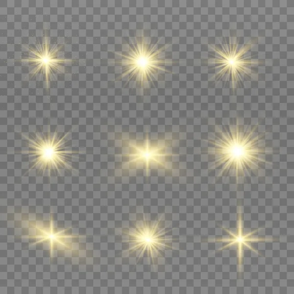 Gele lichtsterren. — Stockvector