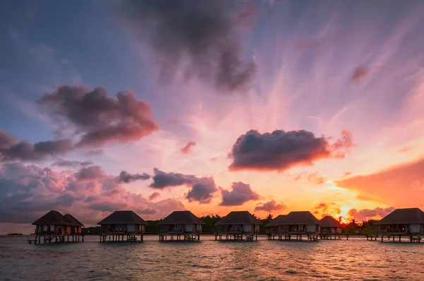 Bungalows Cabañas Con Vistas Mar Maldivas — Foto de Stock