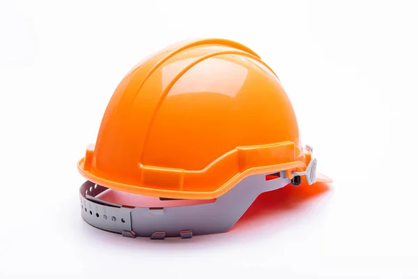 Oranje Veiligheid Helm Bouw Witte Achtergrond — Stockfoto