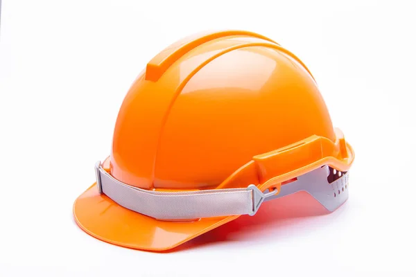 Oranje Veiligheid Helm Bouw Witte Achtergrond — Stockfoto