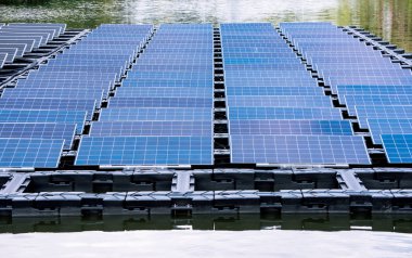 Su, ekolojik enerji yenilenebilir güneş paneli bitki elektrik enerjisi güneş santrali float.