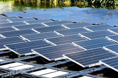 Su, ekolojik enerji yenilenebilir güneş paneli bitki elektrik enerjisi güneş santrali float.
