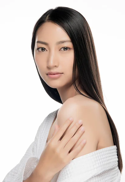 Piękna Młoda Azjatycka Kobieta Czystą Świeżą Skórą Pielęgnacja Twarzy Dziewczyny — Zdjęcie stockowe
