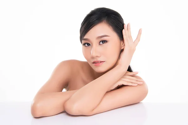 Bella Giovane Donna Asiatica Con Clean Fresh Skin Look Ragazza — Foto Stock