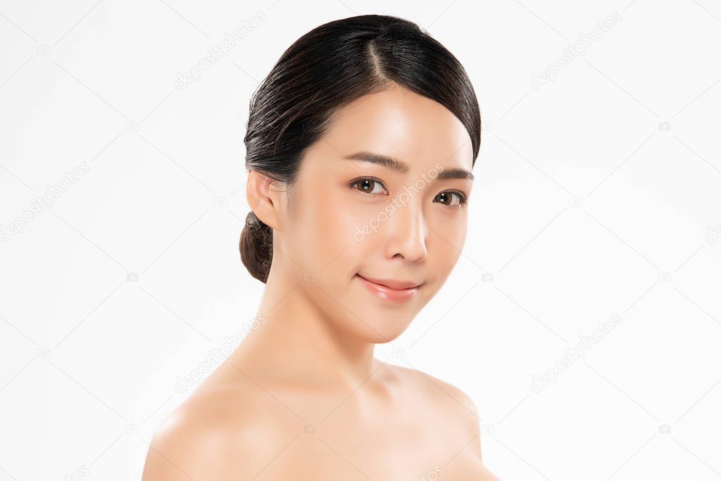 Beautiful Young asian Woman with Clean Fresh Skin