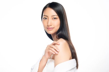 Temiz ciltli güzel Asyalı bir kadın.,