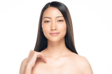 Temiz ciltli güzel Asyalı bir kadın.,