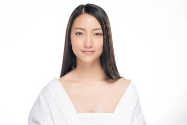 Temiz ciltli güzel Asyalı bir kadın.,