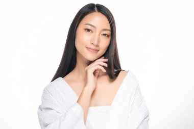 Temiz ciltli güzel Asyalı bir kadın.,