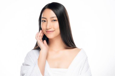 Temiz ciltli güzel Asyalı bir kadın.,