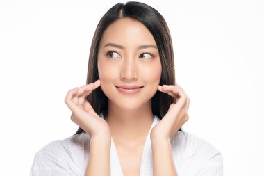 Temiz ciltli güzel Asyalı bir kadın.,