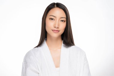 Temiz ciltli güzel Asyalı bir kadın.,